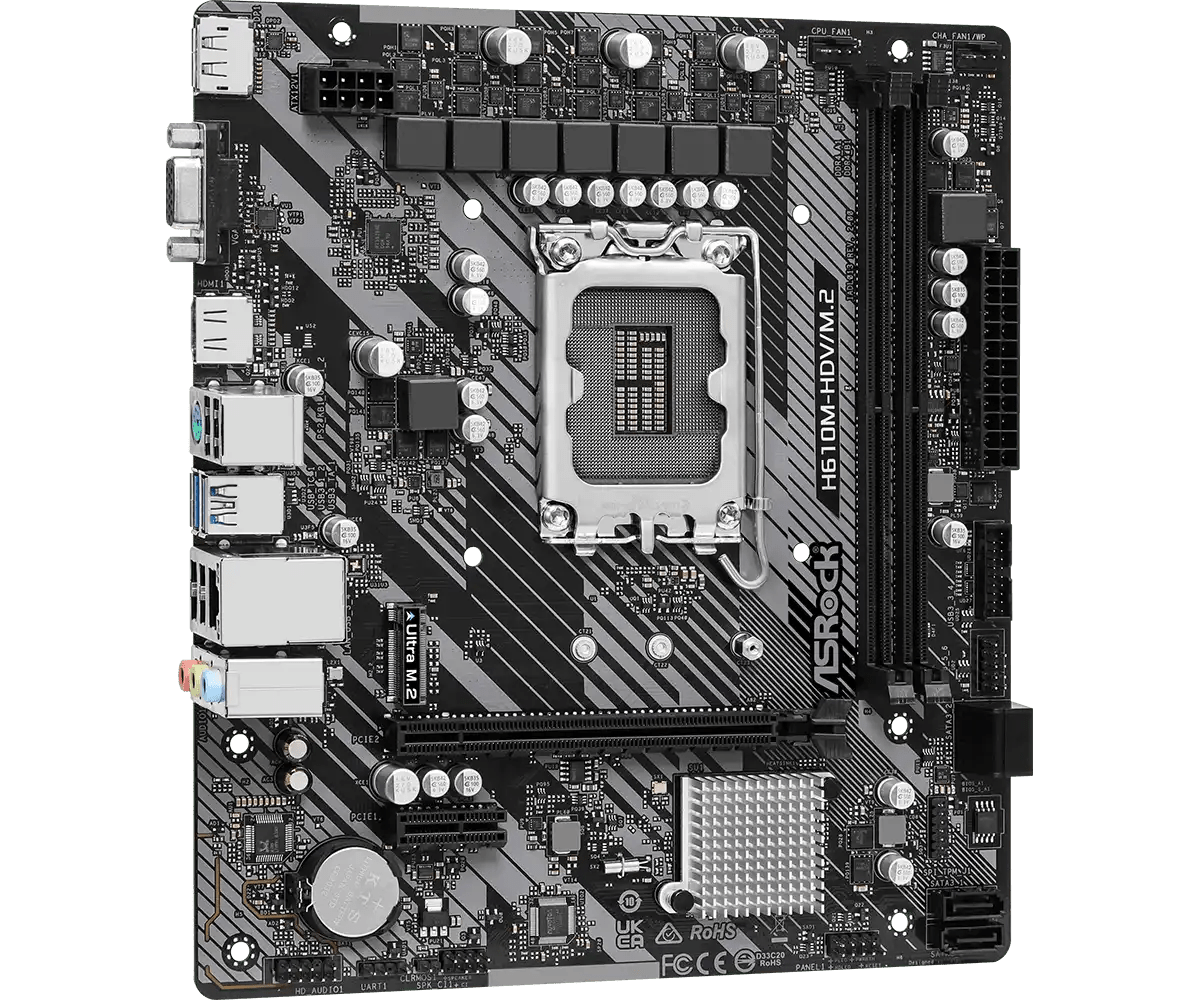 ASRock H610M - HDV/M.2 R2.0 LGA 1700 Socket Intel Motherboard | 90 - MXBJH0 - A0UAYZ - Vektra Computers LLC ASRock H610M - HDV/M.2 R2.0 LGA 1700 Socket Intel Motherboard | 90 - MXBJH0 - A0UAYZ - Vektra Computers LLC